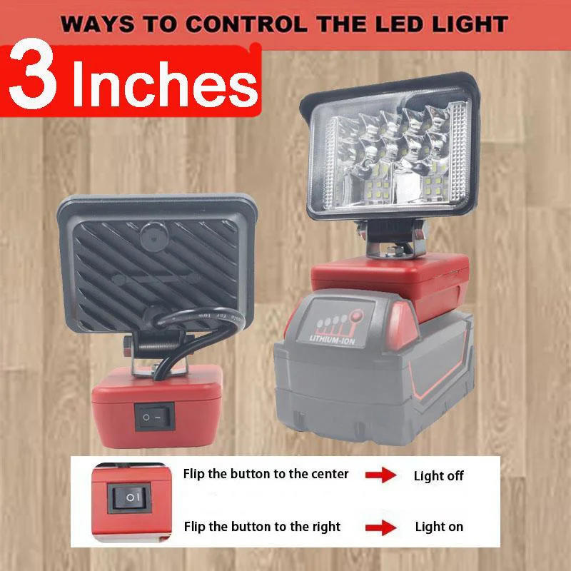 Description Picture 5 of itemFor M18 Car LED Work Lights Flashlights Electric Torch Spotlight for Milwaukee 18V Li-ion Battery High and Low Ceam Control