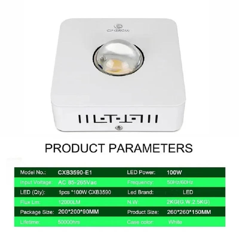 Description Picture 4 of itemDimmable COB CXB3590 100W 3500K LED Grow Light Full Spectrum Replace HPS 400W Growing Lamp Indoor LED Plant Growth Lighting