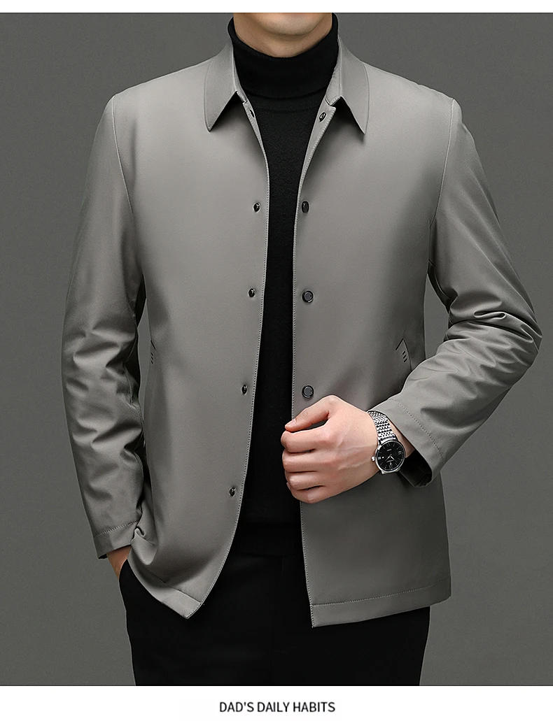 Description Picture 6 of itemSpring New Lapel Simple Atmosphere Loose Jacket Men's Casual Parker Coat Young and Middle-aged Business Casual Jacket