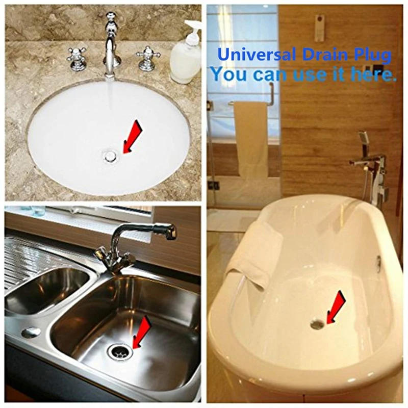 Description Picture 6 of item2 Pack Bathtub Stopper, 6 Inches Large Silicone Tub Stopper, Flat Suction Drain Covers, Bath Plug For Tub, Kitchens, Bathrooms A