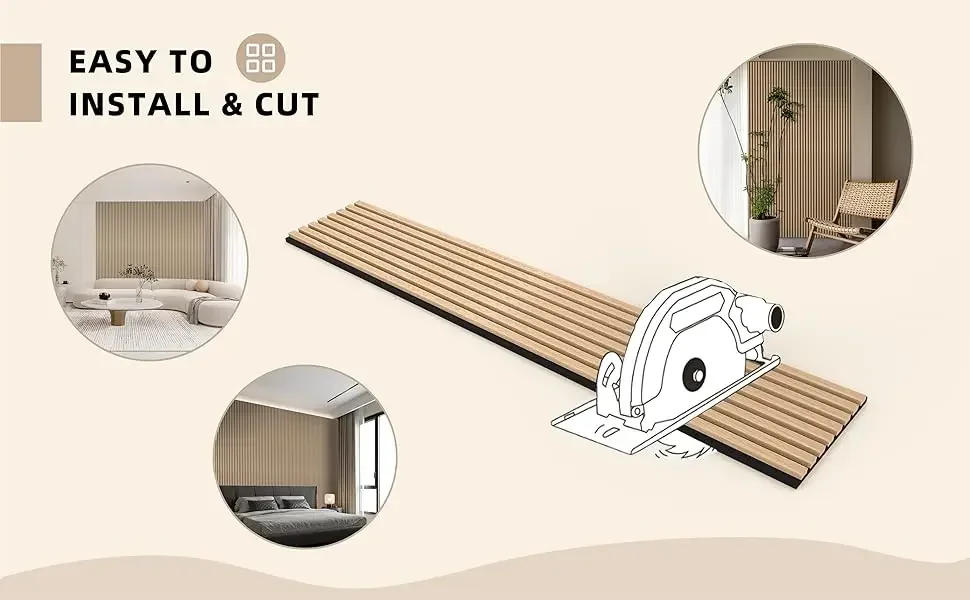 Description Picture 4 of item2-Pack 94.48"x 11.02"x 0.82" Each,Wood Panels for Wall,Wooden Wall Panels ,3D Wood Wall Paneling with Solid Wood Veneer