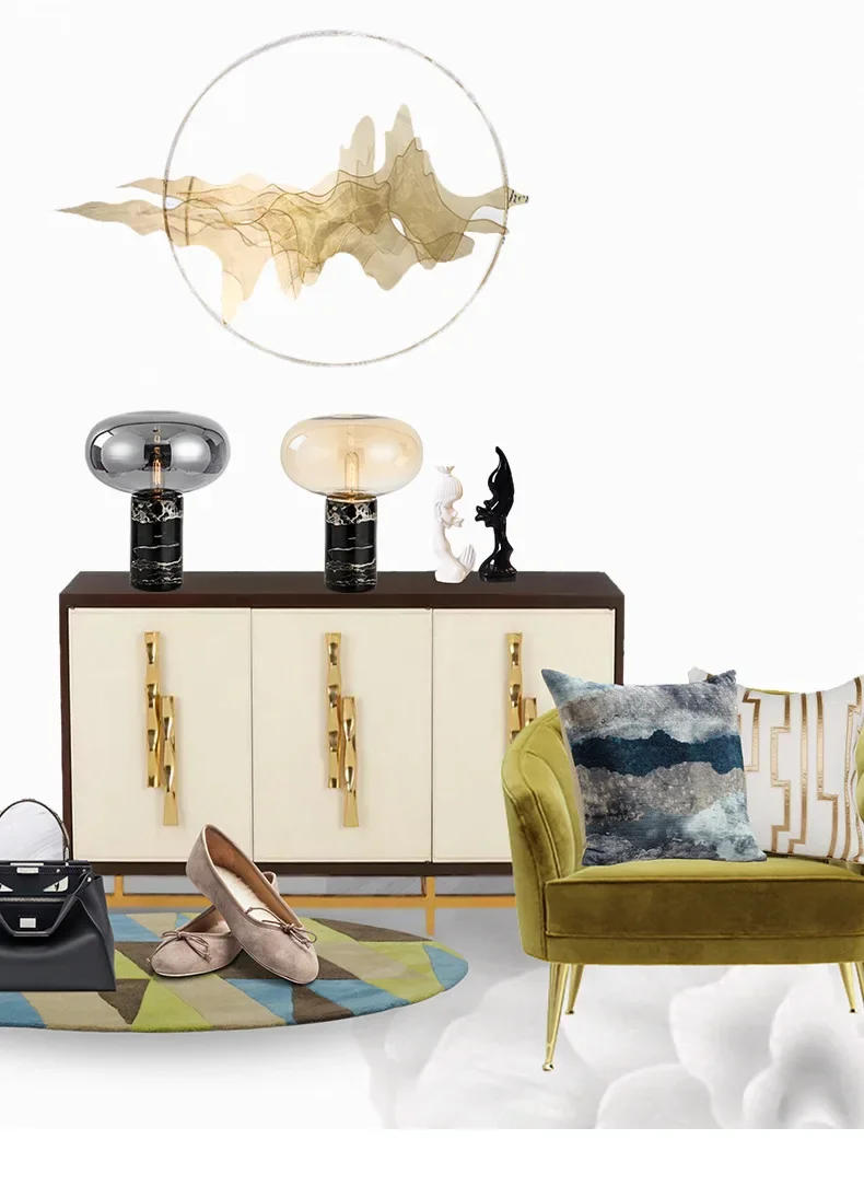 Description Picture 4 of itemPostmodern Minimalis Table Lamps Luxury Glass Ball Lampshade Marble Luminaria Bedroom Parlor Study Home Decoration Light Fixture