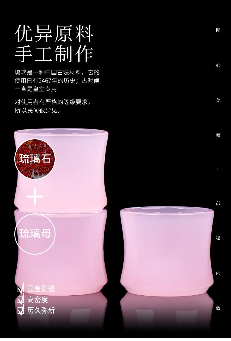 Description Picture 5 of item100ml Furong Jade Porcelain Tea Cup Sakura Pink Bamboo Joint Glass Large Capacity Teacup Chinese Style