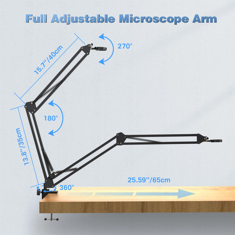 Description Picture 6 of itemRIEVBCAU Microscope Arm Stand Adjustable Metal Bracket with Clamp Compatible with DM4 DM9 MS1 MS3& Most 4.3'',7'' Microscopes