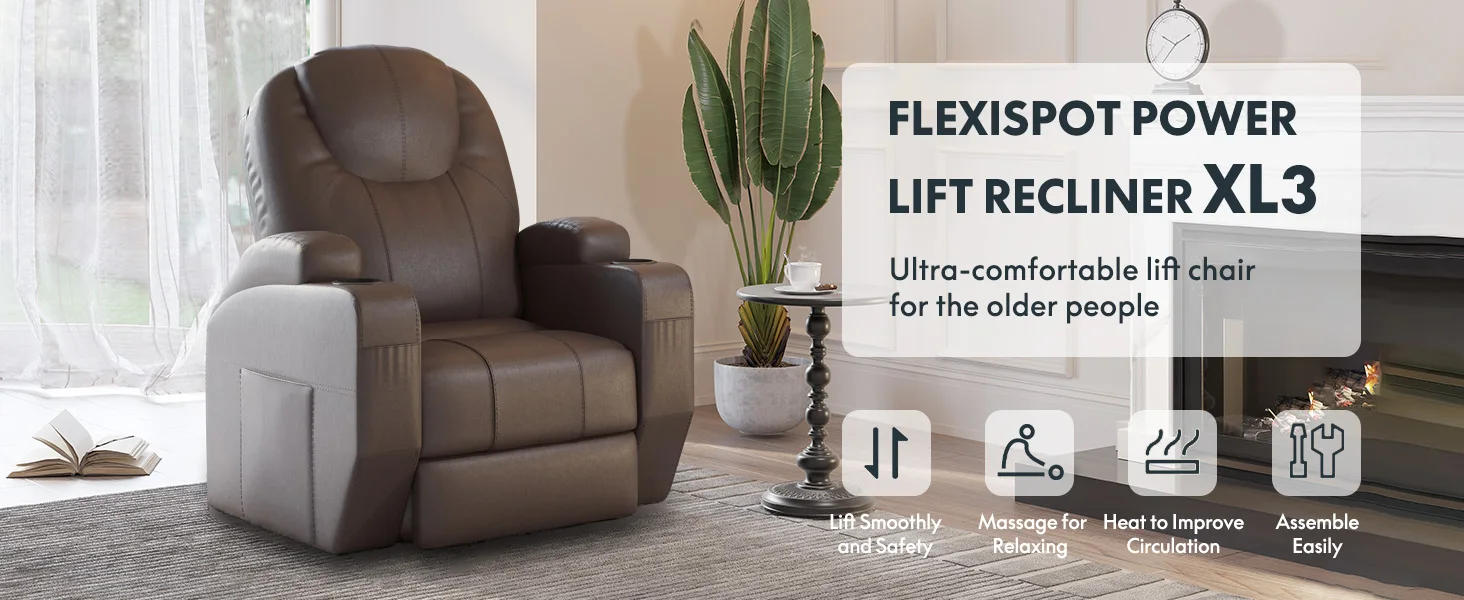 Description Picture 3 of itemPower Lift Recliner Chair for Elderly,PU Leather Lift Chair Sofa w/Cup Holders, Side Pockets for Living Room Bedroom