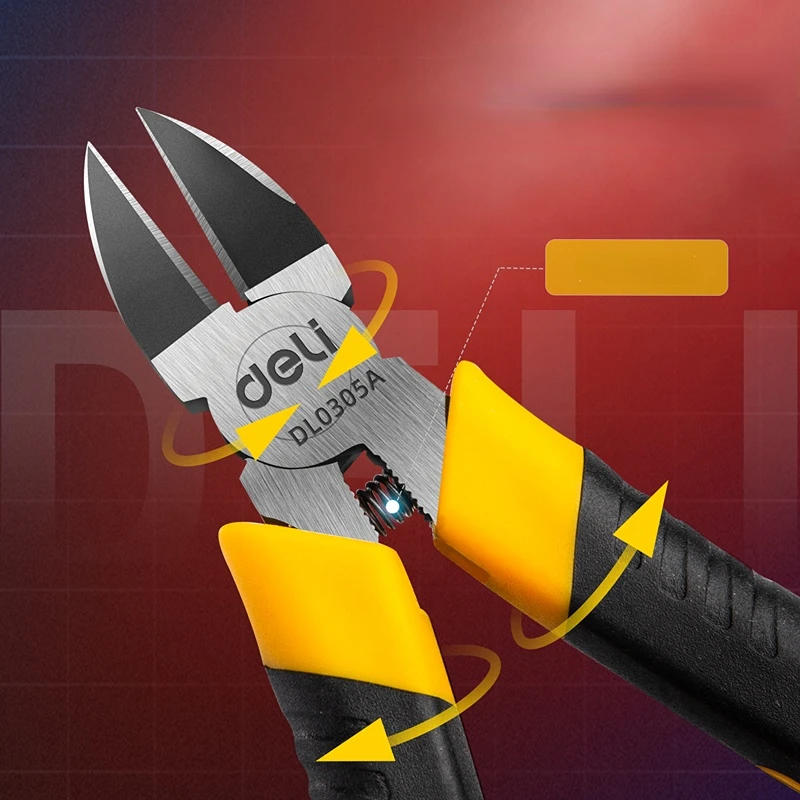 Description Picture 5 of itemDeli CR-V Plastic Nippers Pliers 5 / 6 Inch Jewelry Wire and Cable Cutter Cutting Side Scissors Mini Pliers Electrical Tools