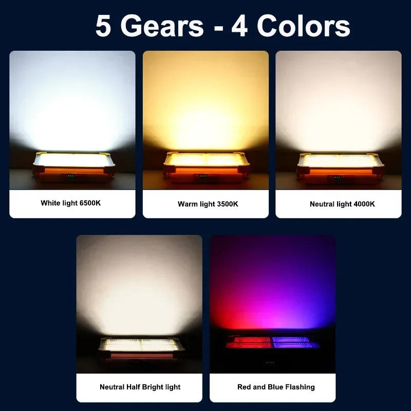 Description Picture 3 of item15000LM USB Rechargeable LED Solar Flood Light 2000Watt with Magnet Strong Light Portable Camping Tent Lamp Work Repair Lighting