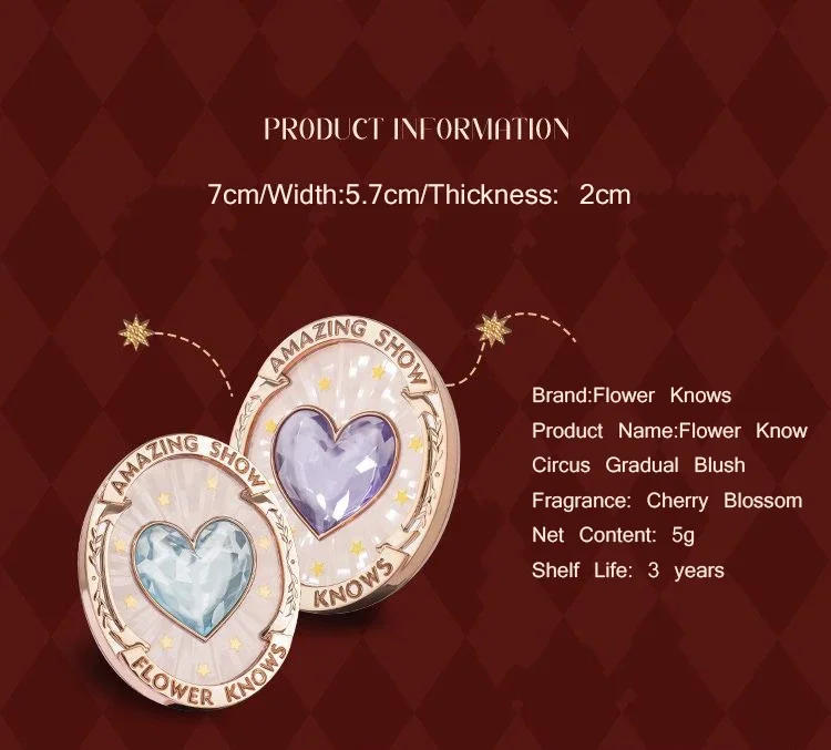 Description Picture 3 of itemFlower Knows Blush Makeup Flower Knowing Circus Blue Purple Gradient Blusher Matte Natural Glow Face Powder Blushes 5g/0.17OZ