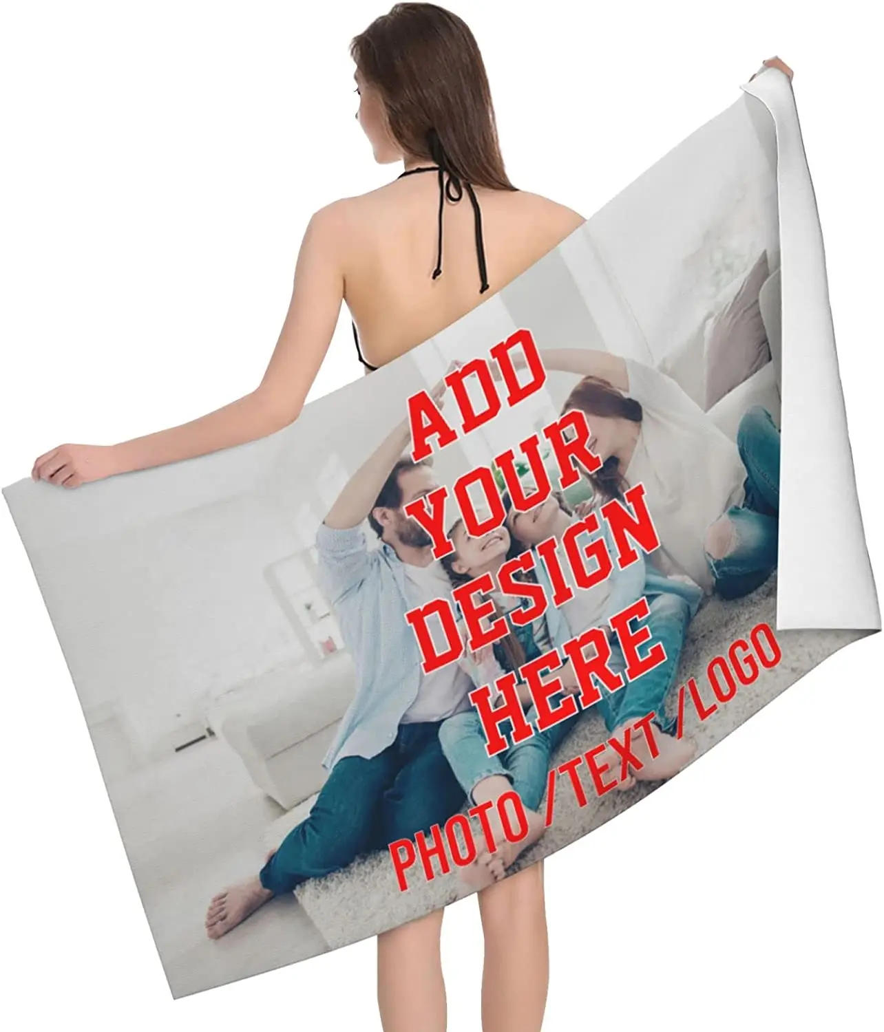 Description Picture 2 of itemCustom Beach Towel Personalized Add Your Image/Text/Photo Microfiber Super Absorbent Bath Towel for Travel Swimming Sports Beach
