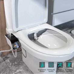 Water Pressure Unplugged Non-Electric Smart Bidet Adjustable Attachment Ultra-Slim Toilet Seat Dual Nozzle Bidet for Toilet Ass