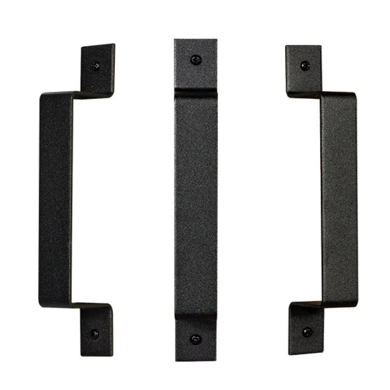 Description Picture 6 of itemSliding Barn Door Pull Handle Screws Set Heavy Duty Black Iron 193mm Carbon Steel For Garage Gate Shed Home Decoration Hardware