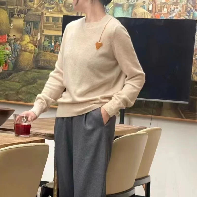 Description Picture 6 of item100% Pure Wool Sweater Women Pullover Autumn and Winter Basis Loose Casual Pure wool Sweater Women