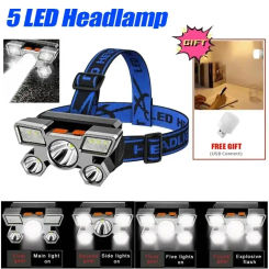 Strong Light Headlight Night Fishing Long-range Rechargeable Outdoor Camping Lighting Lithium Battery Head Mounted Flashlight
