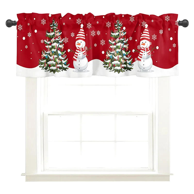 Description Picture 6 of itemChristmas Window Curtain Snowflake Short Curtain Kitchen Cafe Cabinet Partition Valance Bedroom Blackout Small Drapes Home Decor