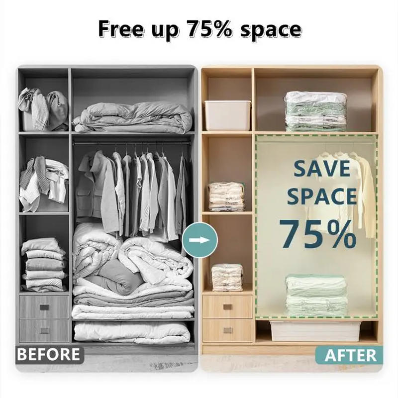 Description Picture 6 of itemNo Need Pump Vacuum Bags Large Plastic Storage Bags for Storing Clothes Blankets Compression Empty Bag Covers Travel Accessories