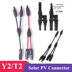 Solar PV Y T Branch Adapter Solars Panel Cables Connector With 4mm2 1000V 30A Solar Cable For PV system combiner box 2 in 1 out