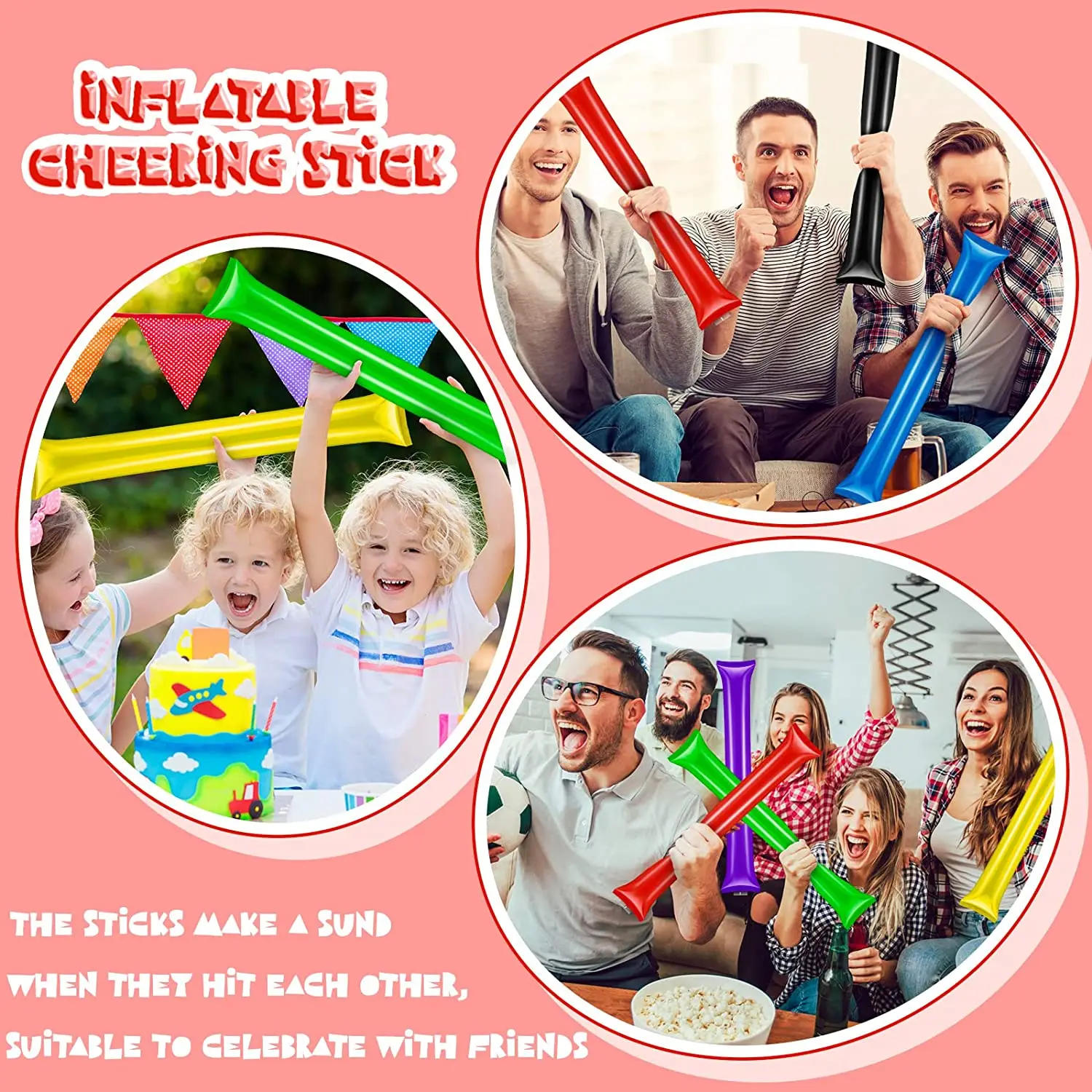 Description Picture 5 of item40Pcs Thunder Sticks Team Spirit Boom Sticks Cheering Noise Makers Plastic Cheerleading Spirit Stick Bam Inflatable Noisemakers