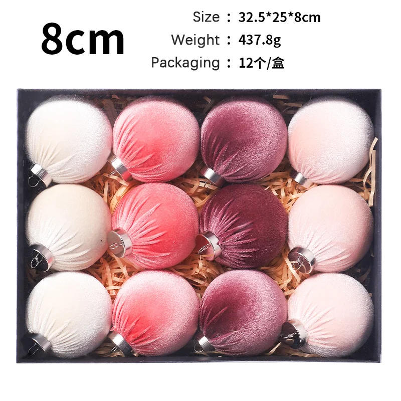 Description Picture 6 of item12pcs Velvet Christmas Balls Christmas Tree Ornaments Xmas Hanging Tree Pendants Festival Party Decorations 2025 New Year Gift