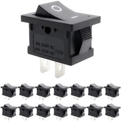 15 Pcs AC 6A/250V 10A/125V 2 Solder Lug SPST On/Off Mini Boat Rocker Switch Car Auto Boat Round Rocker 2 Pin Toggle SPST Switch