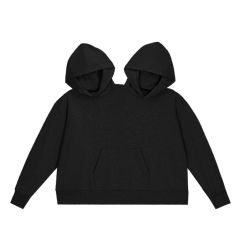 Couple Funny Hoodie Two Person Pullover Solid Color Loose Sweatshirts Hooded Tops with Pocket Winter Clothes