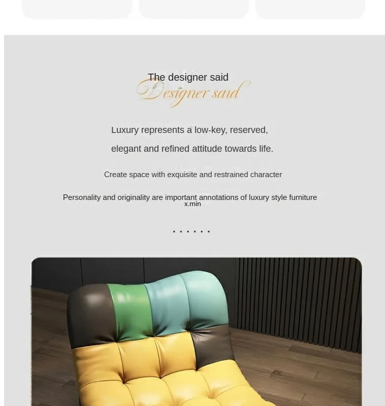 Description Picture 4 of itemSofa Chair Single Person Light Luxury Italian Style Minimalist Design Balcony Leisure Chair Living Room Creative Lazy Sofa Chair