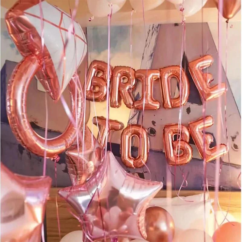 Description Picture 3 of item69Pcs Bride To Be Balloons Set Wedding Decoration Rose Gold Diamond Balloon Ring Foil Balon Confetti Globos Party Suppliers