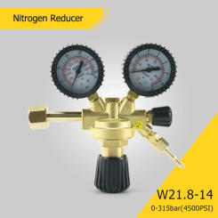 Brass Nitrogen Regulator 0-4500PSI Gas Pressure Reducing Valve Connection Gauges MAG / MIG Welding W21.8 Thread