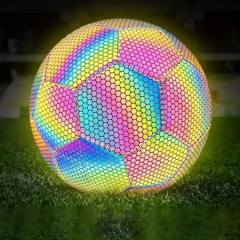 Description Picture 2 of item1pc Size 5 Reflective Football, Luminous Colorful Soccer Ball For Indoor And Outdoor Training