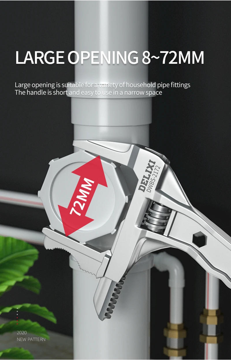 Description Picture 5 of itemUniversal Sanitary Wrench Tool Live Mouth Short Handle Adjustable Large Opening Wrench Kitchen Bathroom Wrench Multifunctional