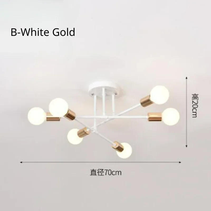 Description Picture 3 of itemNordic Minimalist Ceiling Lights Creative Metallic Luster Ceiling Chandelier Bedroom Woonkamer Dining Room Indoor LED Decoration