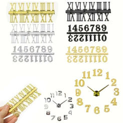 1Set Clock Numerals Accessory Arabic Number Roman Numerals Quartz Clock Parts Replacement Gadget Handmade Material Wall Stickers