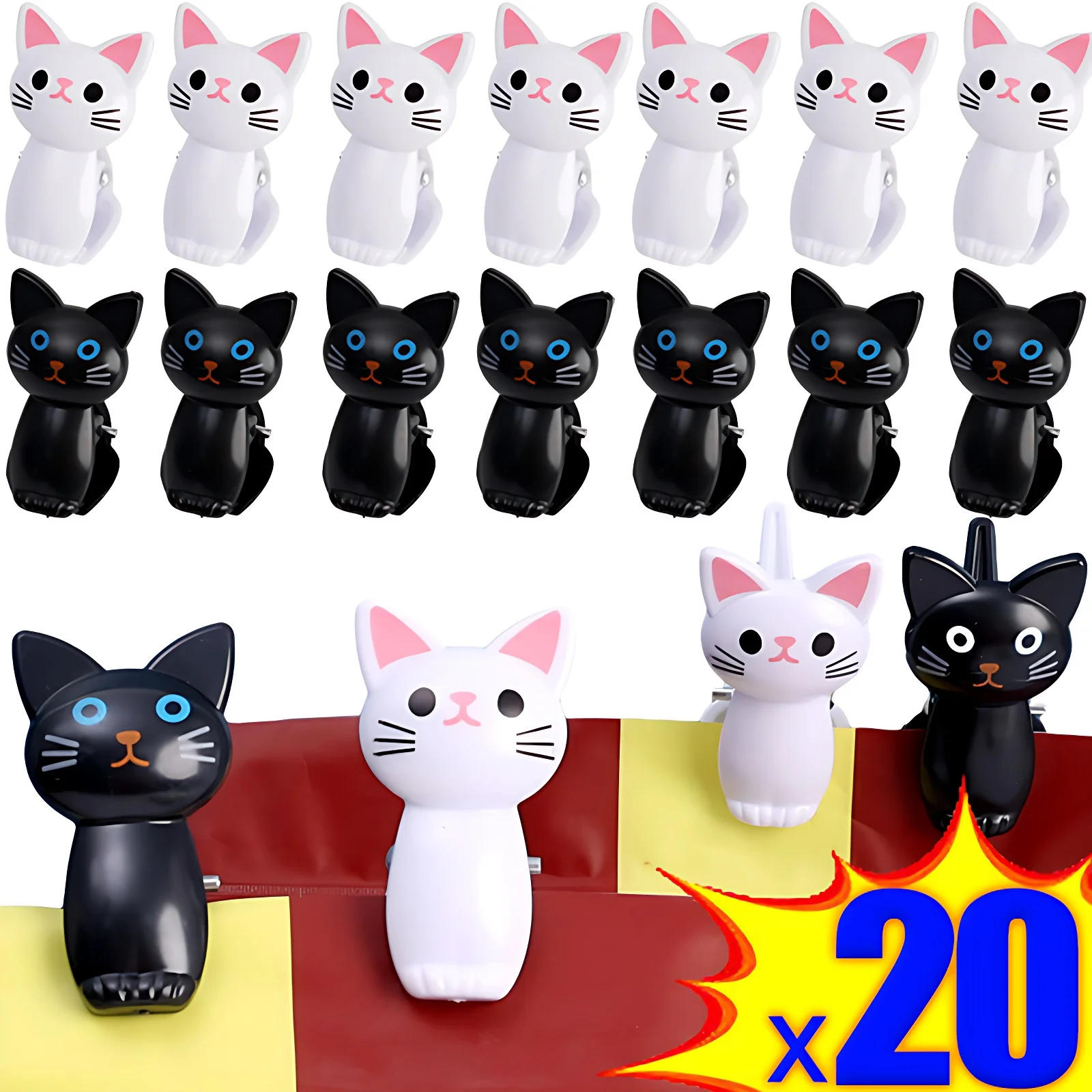 Description Picture 4 of item2/20PCS Food Sealing Clips Cat Shaped Office Desk Clip Photo Message Snack Bread Reusable Sealer Clamps Home Storage Bag Clamps