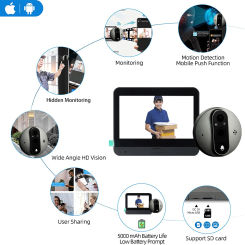 4.3-inch IPS LCD Visual Home & Outdoor Camera WiFi Hidden Electronic Cat's Eye Night Vision 1080P 2.4G Digital Door Detector