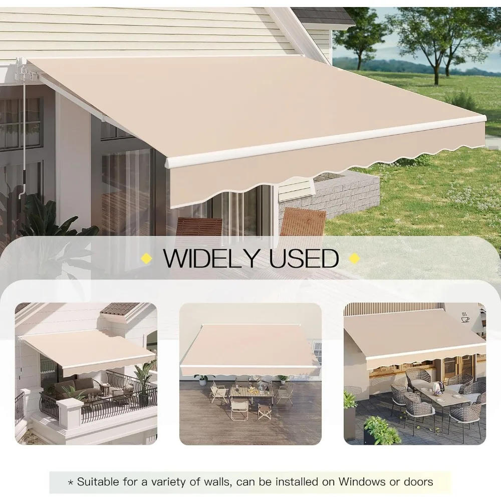 Description Picture 6 of itemAwnings for Patio, 10'x8' Retractable Awning Cover Sun Shade Shelter, 280g/m² Premium Polyester with PU Coating Fabric Outdoor