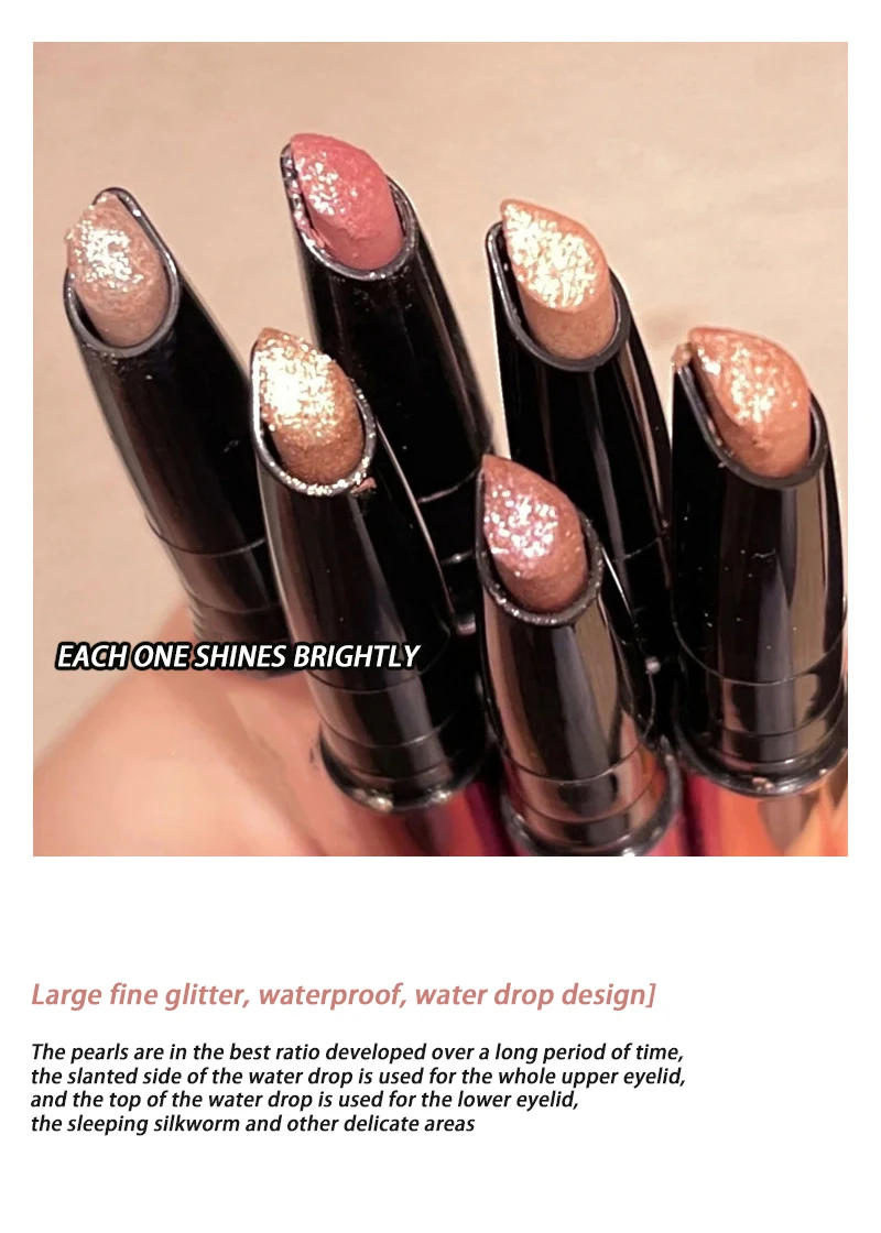 Description Picture 5 of itemPearlescent Eye Shadow Stick Shimmering Clear Sparkle Diamond Lying Silkworm Pencil Long Lasting Glitter for Eyes Korean Makeup