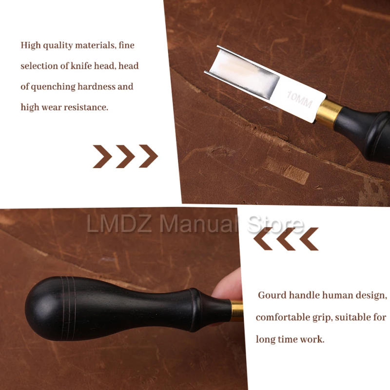 Description Picture 6 of itemLMDZ Wide Spatula 4/6/8/10mm Leather Craft Edge Beveler Skiving Beveling Knife DIY Shallow Skiving Trimming Edge Cutting Tool