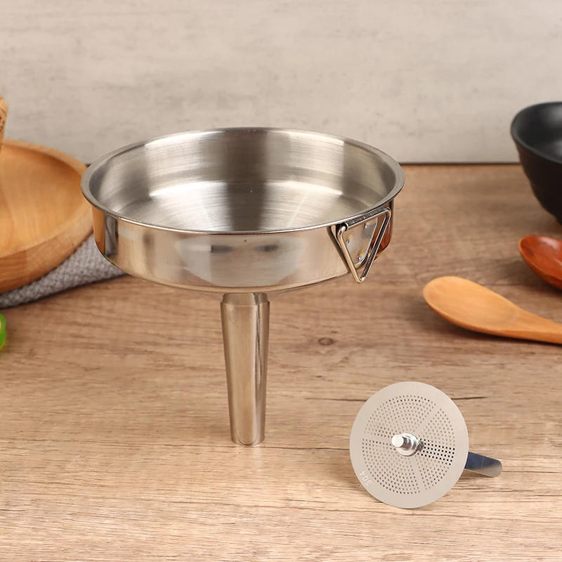 Description Picture 4 of itemNew Stainless Steel Metal Funnel Wide Mouth Funnels Bar Wine Beer Oil Flask Funnel For Canning Kitchen Tools Kitchen Accessories