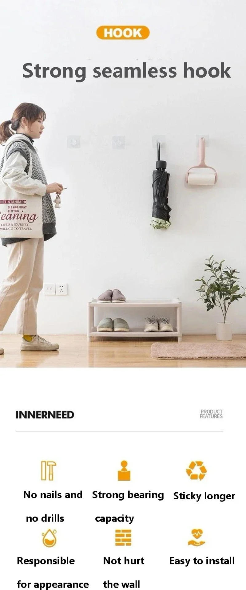 Description Picture 5 of itemTransparent Wall Hook hanger Strong Self Adhesive Door Wall Hanger Hook Suction Heavy Load Rack Cup Sucker for Kitchen Bathroom