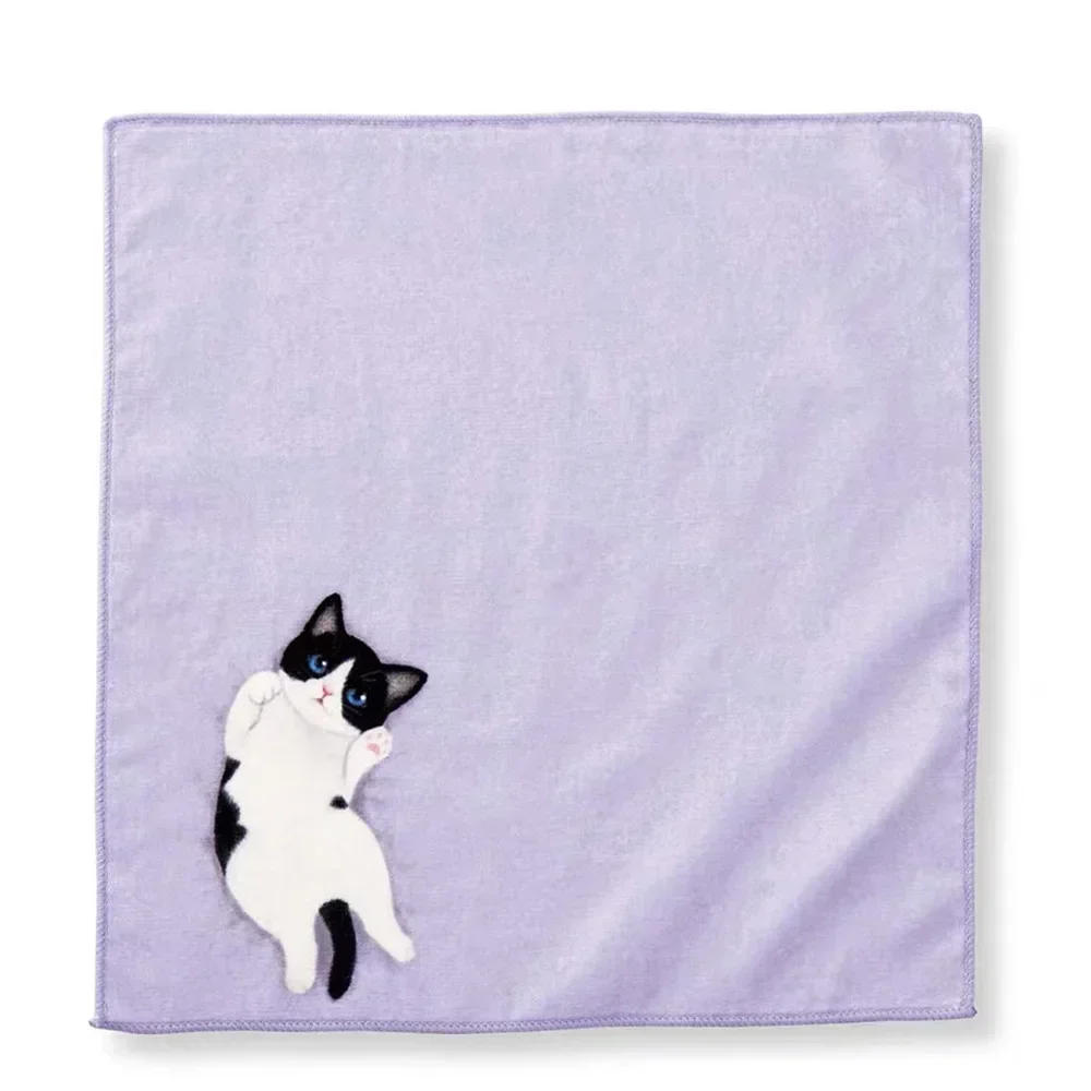 Description Picture 6 of itemJapanese Small Milk Cat Handkerchief Sweat Catty Pocket Handkerchief Square Towel Small Hand Cat Pattern Portable Towels 2024