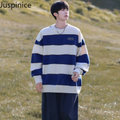 Winter Classic O-neck Striped Sweater Fashion Men's Loose Casual High Street Personality Pullover Men Tops Male Clothing