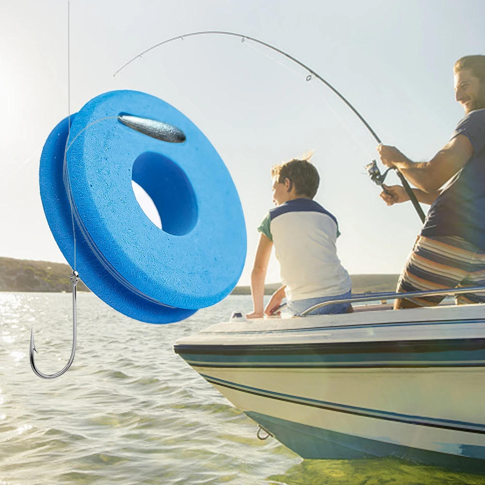 Description Picture 3 of item10/20/50pcs EVA Foam Spools Fishing Winding Board Fishing Hook Line Tackle Foam Spool Trace Wire Swivel Tackle Fish Line Tools