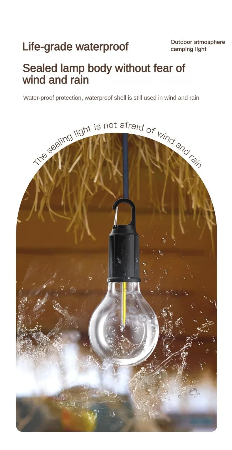Description Picture 5 of itemLED Camping Light USB Rechargeable Tungsten Lamp Retro Tent Lights LED Lamp Bulb Outdoor Waterproof Night Lantern