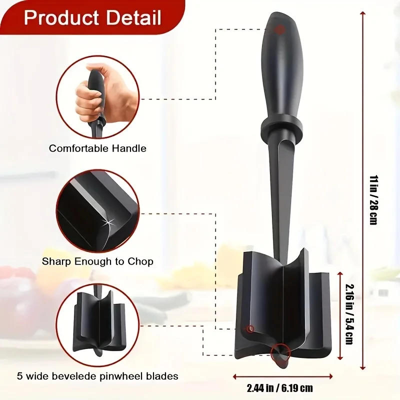 Description Picture 3 of item1PC Handheld Meat Chopper & Mixer: Effortless Rice + Meat Grinding, Mashing, & Chopping â€“ Versatile Kitchen Tool for Quick Prep