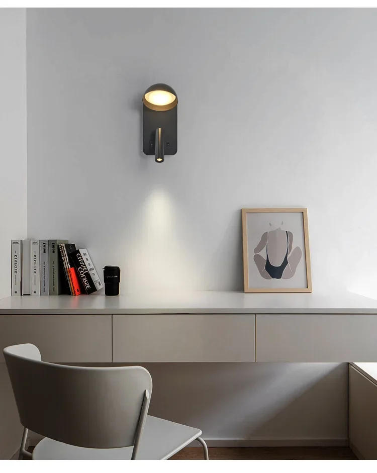 Description Picture 6 of itemModern Wall Lamp Rotable Nordic Simple Stylish Led Lights Indoor Bedside Lamps for Home Decoration USB Charging Wall Sconce