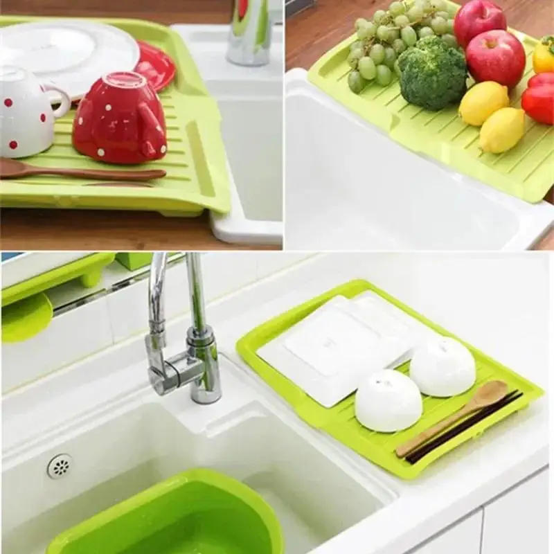 Description Picture 3 of itemDrainer Sink Drying Rack Washing Display Sorting Tray Multi-functional Kitchen Storage Tea Plate Home Plastic Fruit Organization