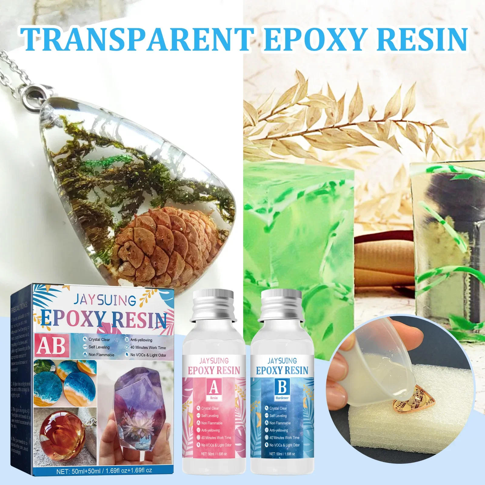 Description Picture 3 of itemResin Kit Epoxy Resin Glue High Adhesive Crystal Clear Hardener Clear Resin Epoxy Kit Super Strong Epoxy Clear Glue For Wood