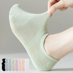 3Pairs Women Solid Boat Socks Breathable Versatile Casual Comfortable Non Slip Invisible Sock Summer Thin Lightweight Sox Female