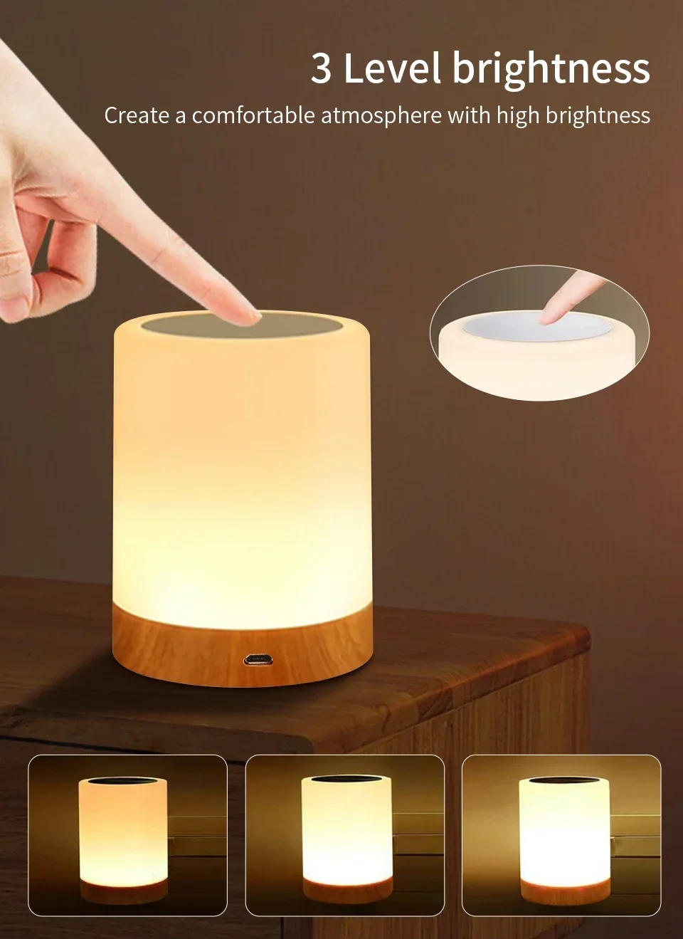 Description Picture 4 of itemLED Night Light 13 Colors RGB Remote Control Table Lamp Dimmable Rechargeable Touch Lamp Bedroom Bedside Room Decor Night Lamp