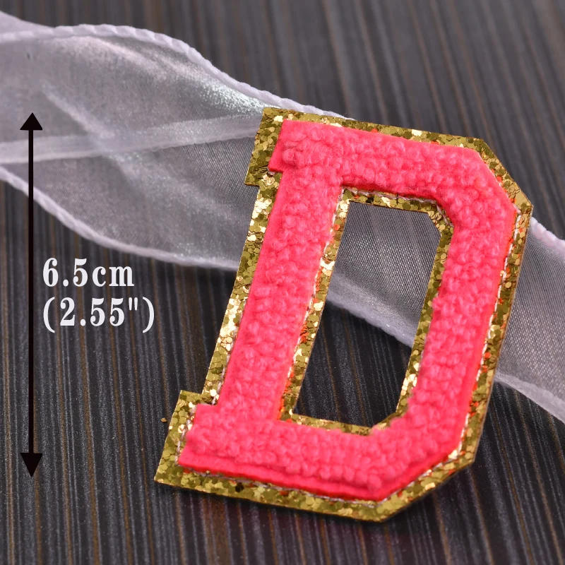 Description Picture 5 of item1Pc 6.5cm/2.5in Sequin Chenille Embroidery Patches Alphabet Letter Patches Appliques Iron On Patches For Clothes