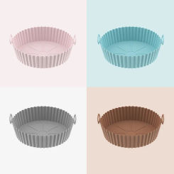 Air Fryer Silicone Basket Reusable Container Accessories Oven Tray Pizza Fried Chicken Baking Mold Protector Kitchen Tool